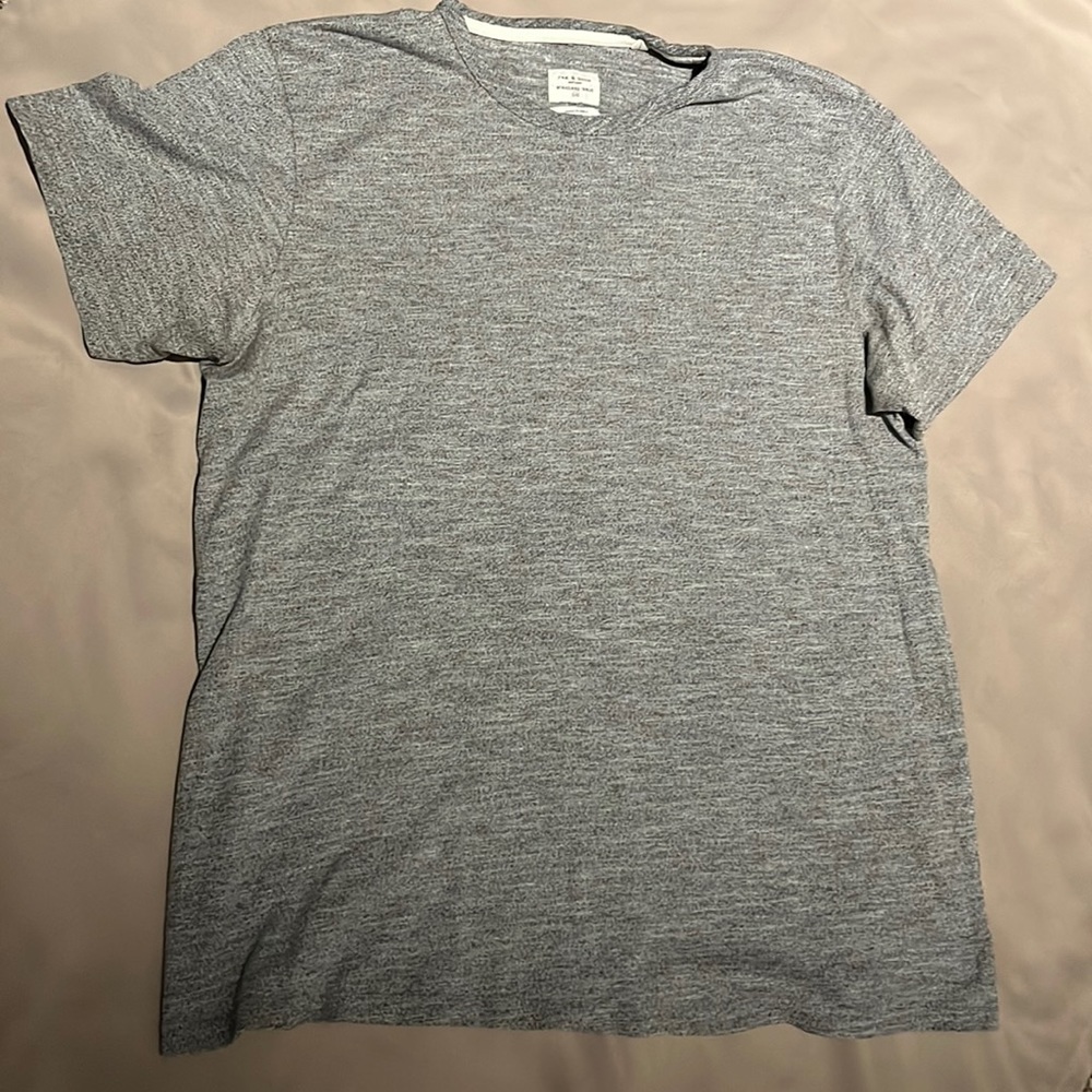 Rag & Bone Classic Flame Standard Issue Cotton Tee - Heather Grey - Large
